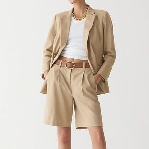 J. Crew High Rise Trouser Short in stretch linen blend
